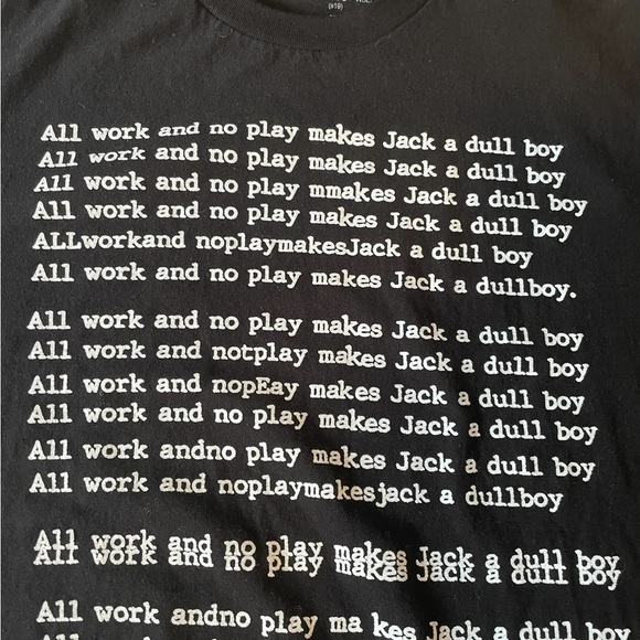 The Shining all work and no play makes Jack a dull boy black graphic unisex tee - Picture 2 of 7